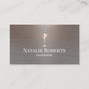 Tarjeta De Visita Vino Bartender Sommelier Moderno Cepa De Cobre Cep