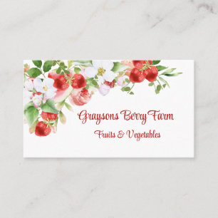 Tarjeta De Visita Vino de fresa de acuarela con flores