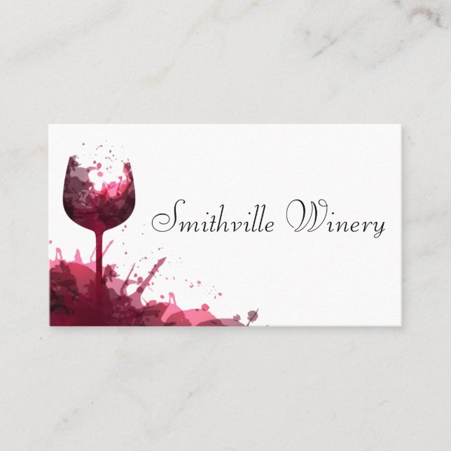 Tarjeta De Visita Vino de Vidrio Splashing (Anverso)