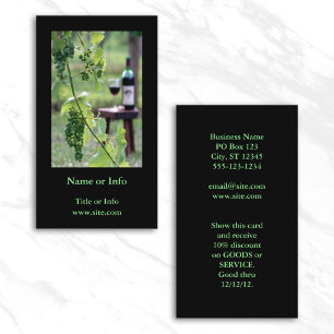 Tarjeta De Visita Vino en fotografía vertical de viñedo