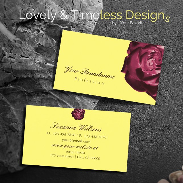 Tarjeta De Visita Vino lindo Rojo Rosa Llanto Amarillo Simple (Subido por el creador)