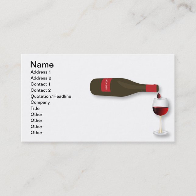 Tarjeta De Visita Vino rojo (Anverso)