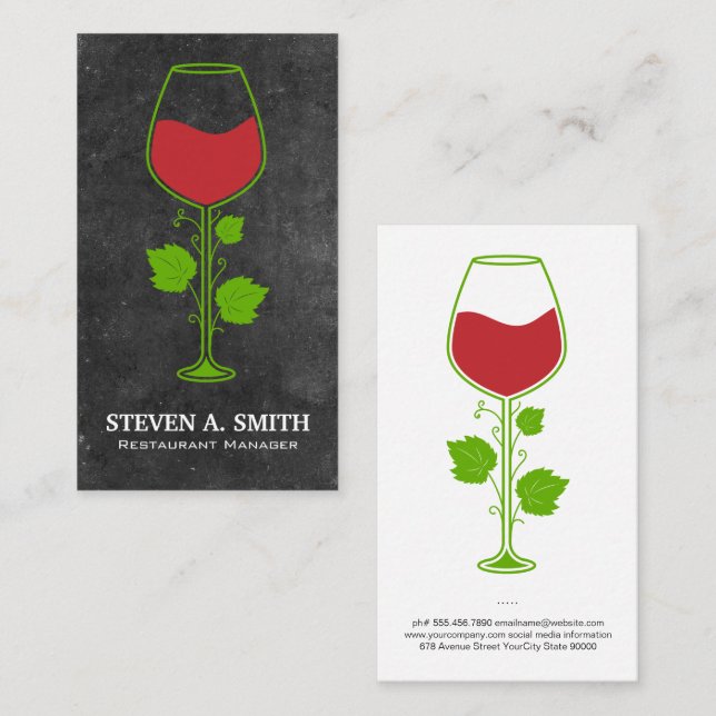 Tarjeta De Visita Vino Rojo Vine Glass (Anverso / Reverso)