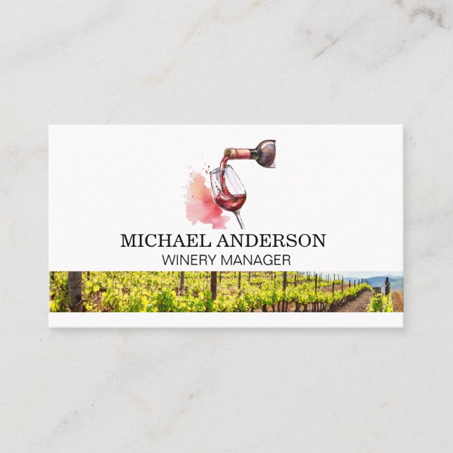 Tarjeta De Visita Vino Rojo | Winery Vineyard (Anverso)