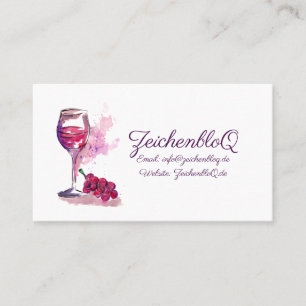 Tarjeta De Visita Vino rojo y uvas