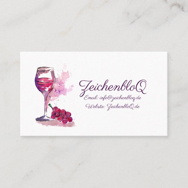 Tarjeta De Visita Vino rojo y uvas (Anverso)
