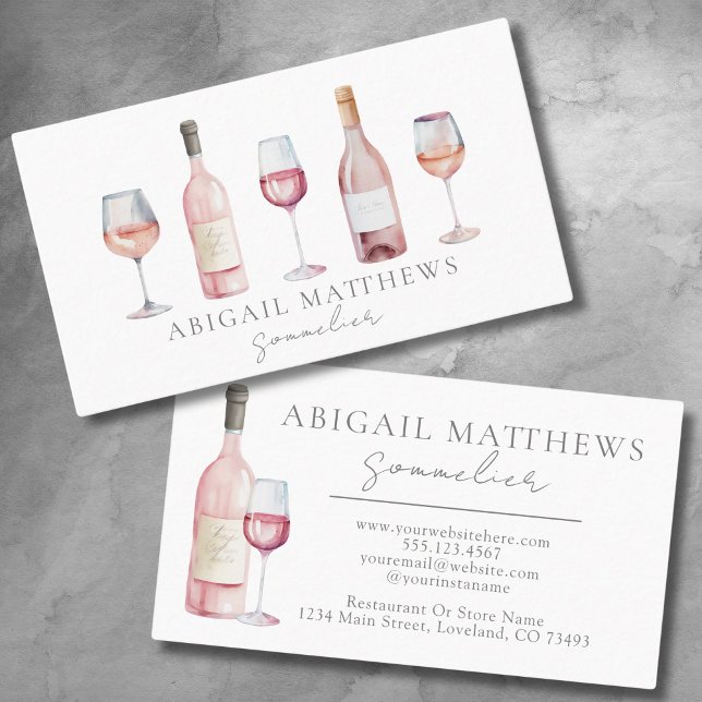Tarjeta De Visita Vino sommelier elegante (Elegant Sommelier Wine Business Card)
