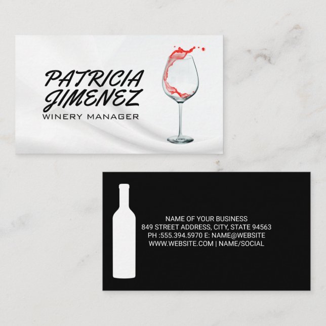 Tarjeta De Visita Vino Vagar En Vidrio | Botella de vino (Anverso / Reverso)