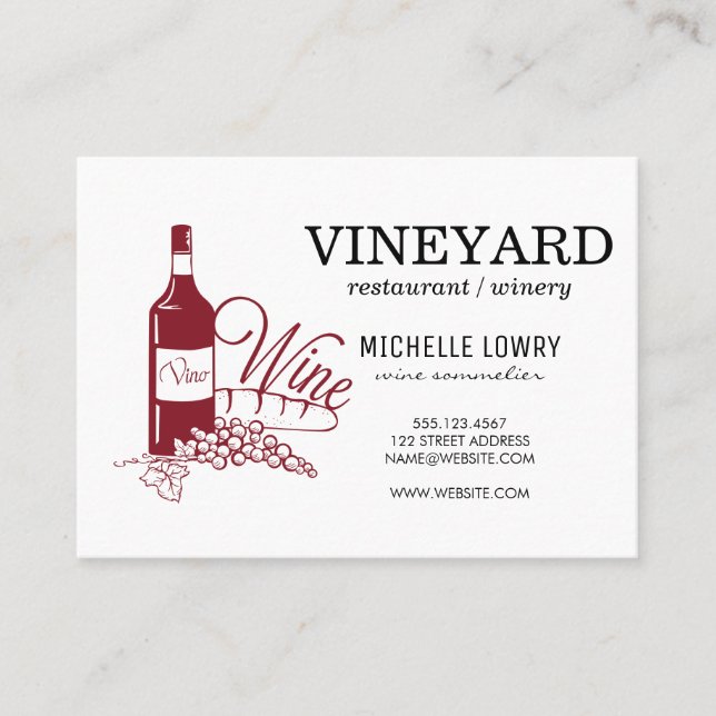 Tarjeta De Visita Vino Vino de textura cepillado expresivo (Anverso)