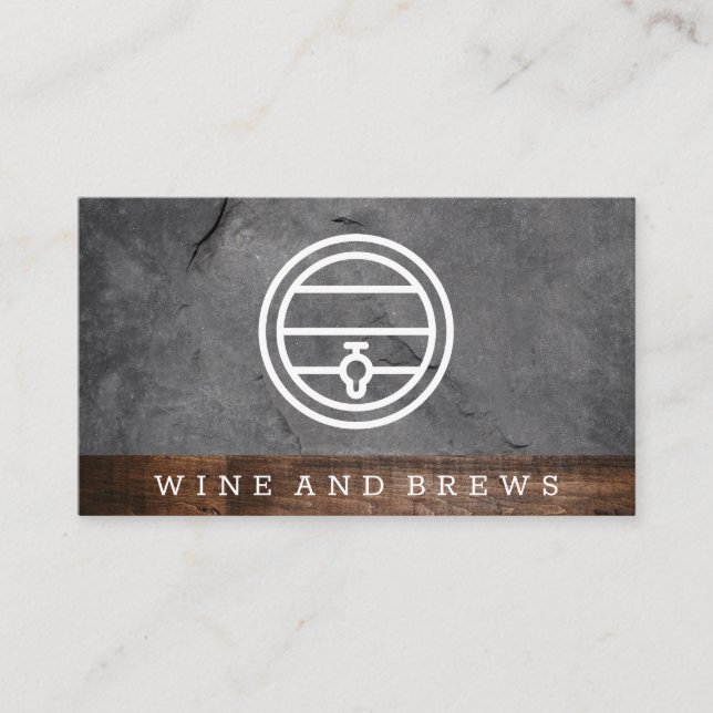 Tarjeta De Visita Vino y breves | Madera y pizarra (Anverso)