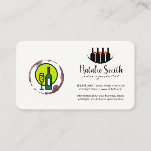 Tarjeta De Visita Vino y sacacorchos   Botellas de bodega