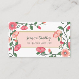 Tarjeta De Visita Vinos de flores verdes rosadas