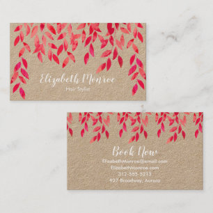 Tarjeta De Visita Vinos rosados Foliage Hair Stylist Salon Makeup Kr