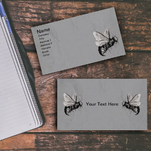Tarjeta De Visita Vintage Abejas góticas Alas crónicas Gris