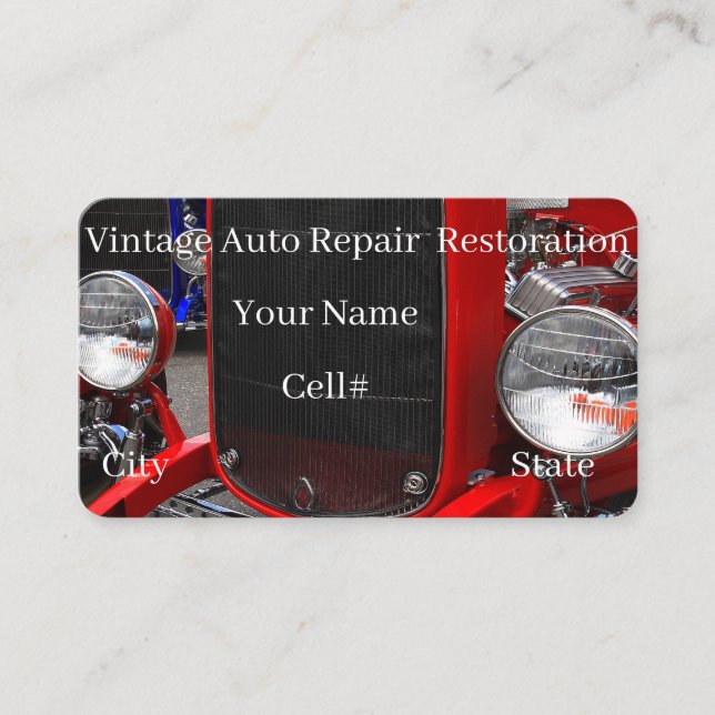 Tarjeta De Visita Vintage Auto Repair & Restoration (Anverso)