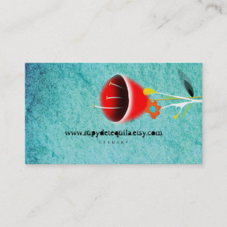 Tarjeta De Visita Vintage azul de amapola roja