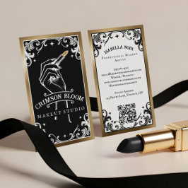 Tarjeta De Visita Vintage Beauty Makeup Artist Black Luxury Lipstick