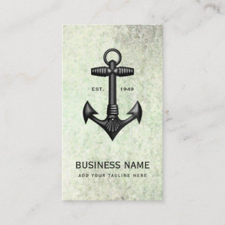 Tarjeta De Visita Vintage Black Cast Iron Anchor Náutico