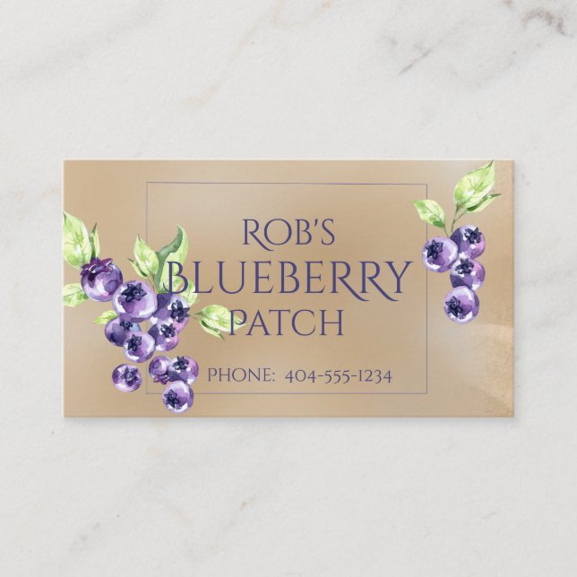 Tarjeta de visita Vintage Blueberries (Anverso)
