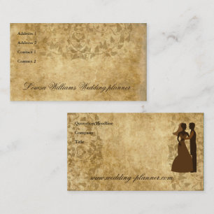 Tarjeta De Visita Vintage Bride Groom Parchment, planificador de bod