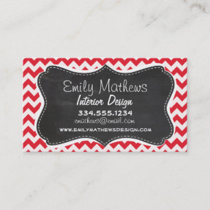 Tarjeta De Visita Vintage Chalk Alizarin Crimson Chevron; zig zag