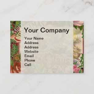 Tarjeta De Visita Vintage Christmas Santa Claus Sleigh