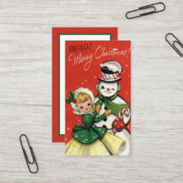 Tarjeta De Visita vintage Christmas snowman add information