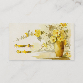 Tarjeta De Visita Vintage con rosas amarillas color de agua