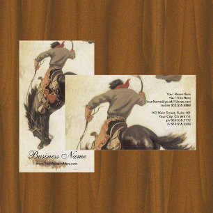 Tarjeta De Visita Vintage Cowboy, Bronco Buster Study by NC Wyeth