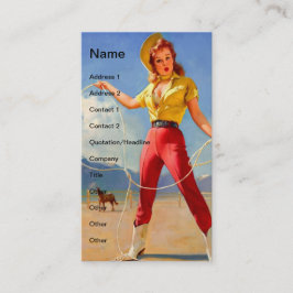 Tarjeta De Visita Vintage Cowgirl y caballo