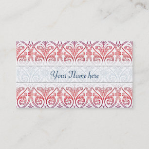 Tarjeta De Visita Vintage Damask Wallpaper - rojo violeta azul