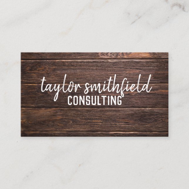 tarjeta de visita vintage de madera (Anverso)