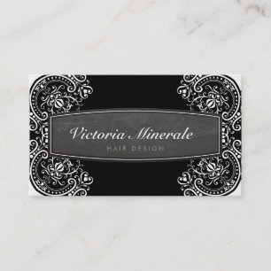 Tarjeta De Visita VINTAGE delicado cartón de fibra blanco negro