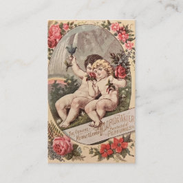 Tarjeta De Visita Vintage dos ángeles con flores
