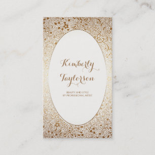 Tarjeta De Visita Vintage elegante del oro con todo moderno florales