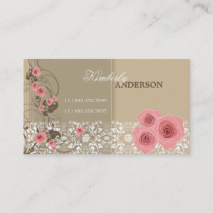 Tarjeta De Visita Vintage elegante elegante de Fleur de los rosas