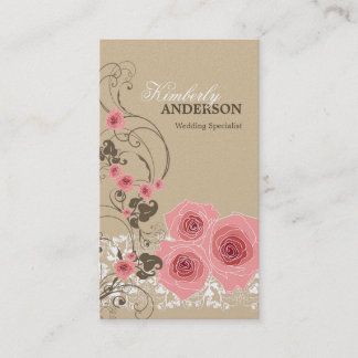 Tarjeta De Visita Vintage elegante elegante de Fleur de los rosas