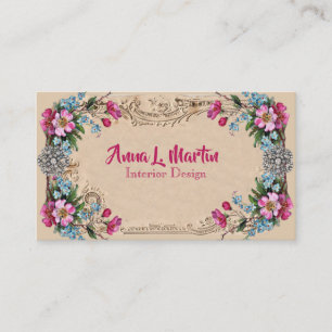 Tarjeta De Visita Vintage, elegante rosa Roses victoriano
