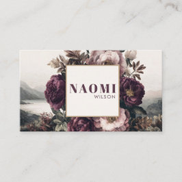 Tarjeta De Visita Vintage Engraved Floral and Moody Landscape Gold