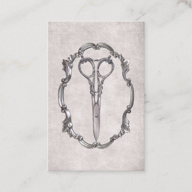 Tarjeta De Visita Vintage Estilista de diseño antiguo Sillón de pelo (Anverso)