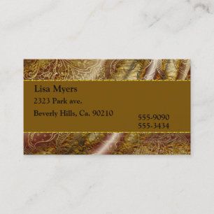 Tarjeta De Visita Vintage floral de Brown y del oro