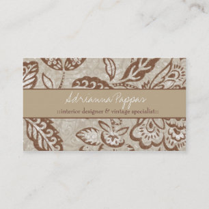 TARJETA DE VISITA VINTAGE FLORAL DE COLOR CAQUI 311