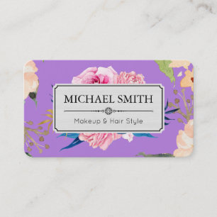 Tarjeta De Visita Vintage Floral Elegante color de lavanda moderna