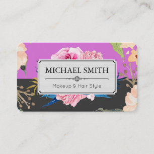 Tarjeta De Visita Vintage Floral Elegante Moderno Orquídea Jet