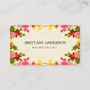 Tarjeta De Visita Vintage Floral Moderno Minimalista