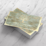 Tarjeta De Visita Vintage Gold Tree Yoga Instructor Wellness Spa<br><div class="desc">Cartas de negocios de oro vintage del instructor de yoga.</div>