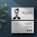 Tarjeta De Visita Vintage Gothage Barber Shop Skull Icono de medios<br><div class="desc">Tarjeta de visita retro Guay e Hipster con cráneo con barba, bigote y esmoquin. Fácil de personalizar con tu propio texto y eslogan - ¡hazlo tuyo! Perfecto para muchas profesiones que buscan esa ventaja visual creativa sobre sus competidores para destacar de la multitud! Ideal para Barber, Barbershop, Barber Shop, Salón...</div>