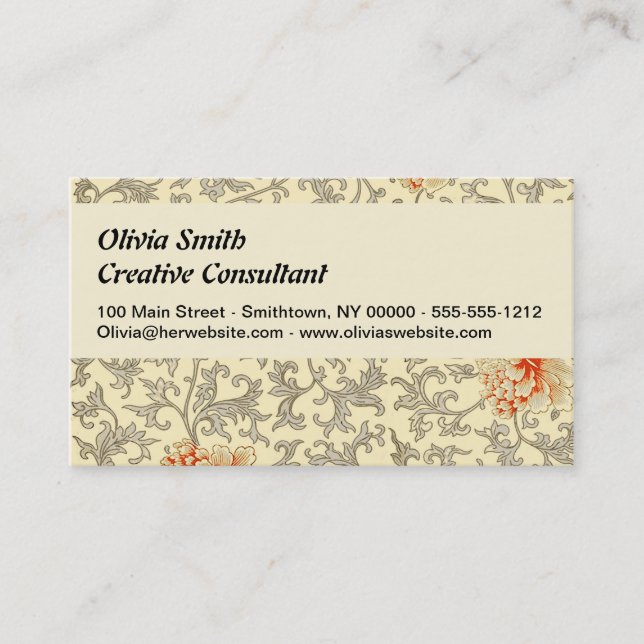 Tarjeta De Visita Vintage Gris Gris Gris Botánico Floral (Anverso)