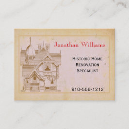 Tarjeta De Visita Vintage House Real Estate Renovation Business Card