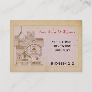 Tarjeta De Visita Vintage House Real Estate Renovation Business Card